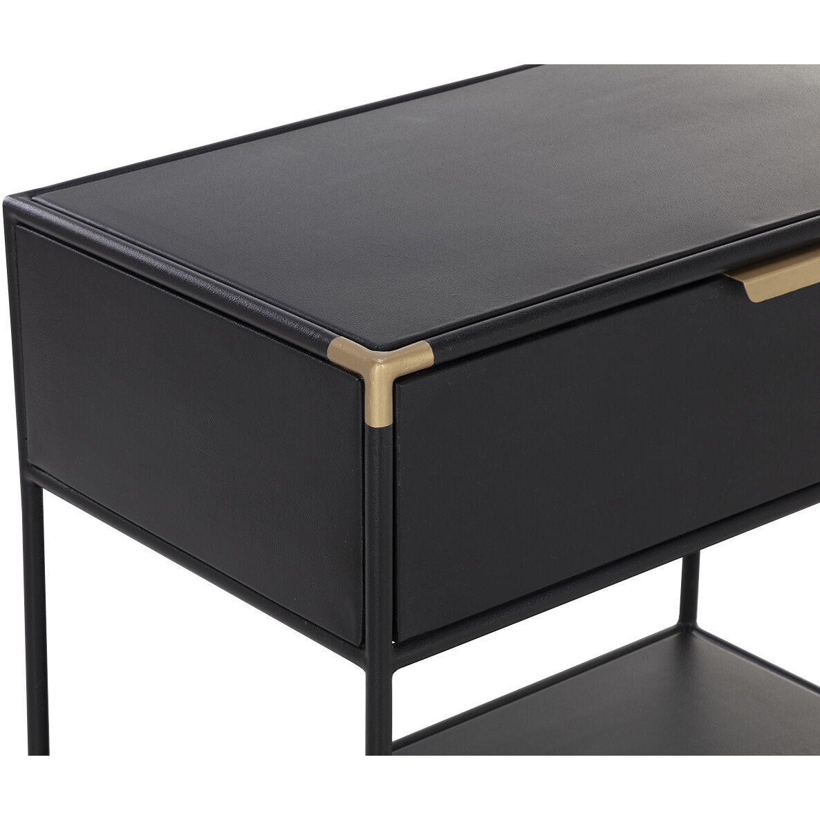 Doone 32 X 26.25 inch Matte Black / Black / Brass Night Stand